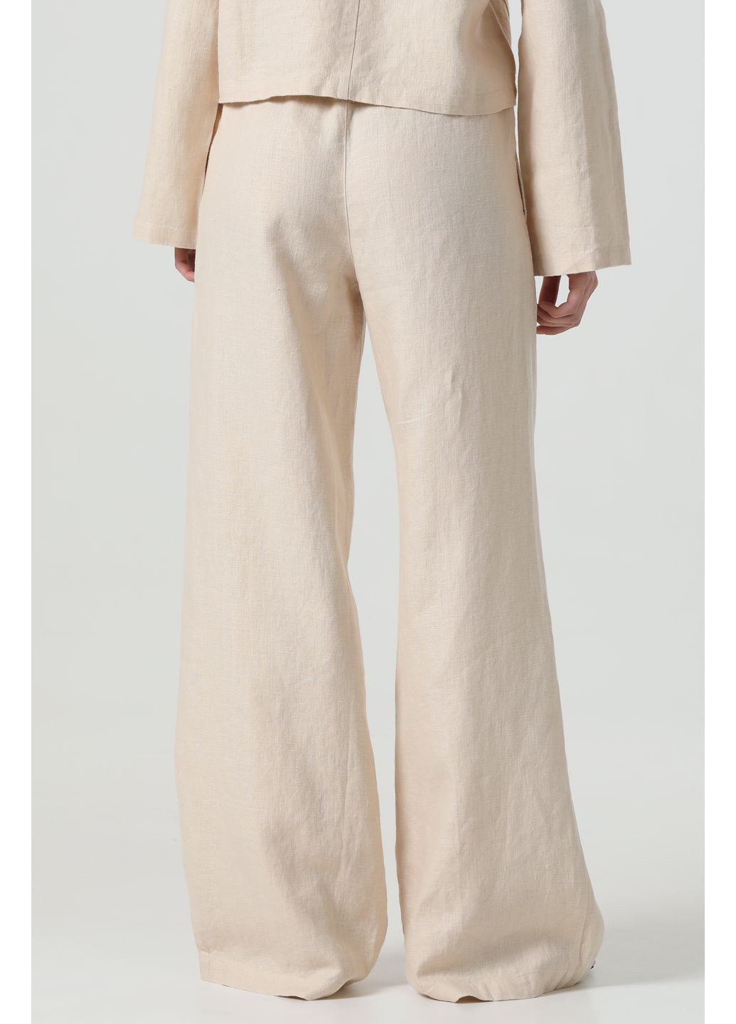 Жіночі розширені штани зі щільного льону на резинці та зав'язці з кишенями Джайв., р., код 80016/42/1656 ГАЛЕРЕЯ ЛЬОНУ (369963732)