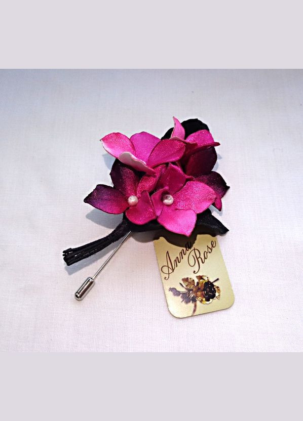 Брошь цветок из ткани ручной работы "Пестрая Роза" No Brand (349843097)