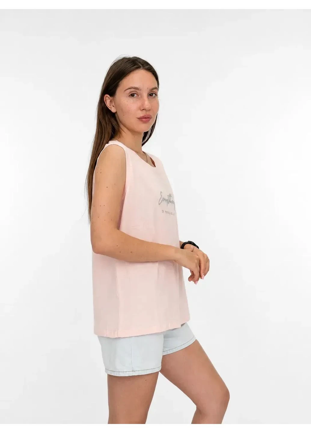 Жіноча майка з малюнком Рожевий M (6577) Pink Daisy — 400473420
