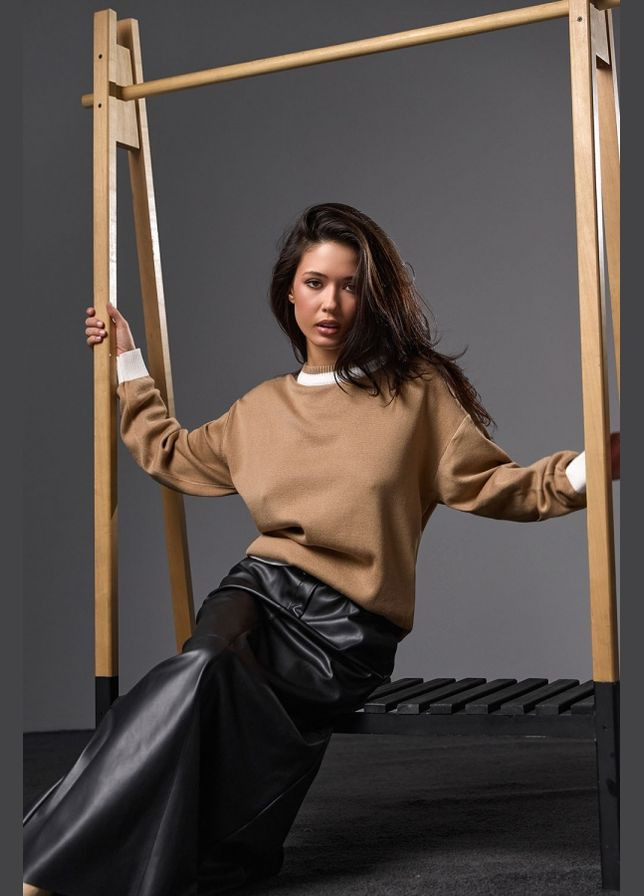 Бежевий демісезонний жіночий базовий джемпер прямого крою (2763) Triko Bakh