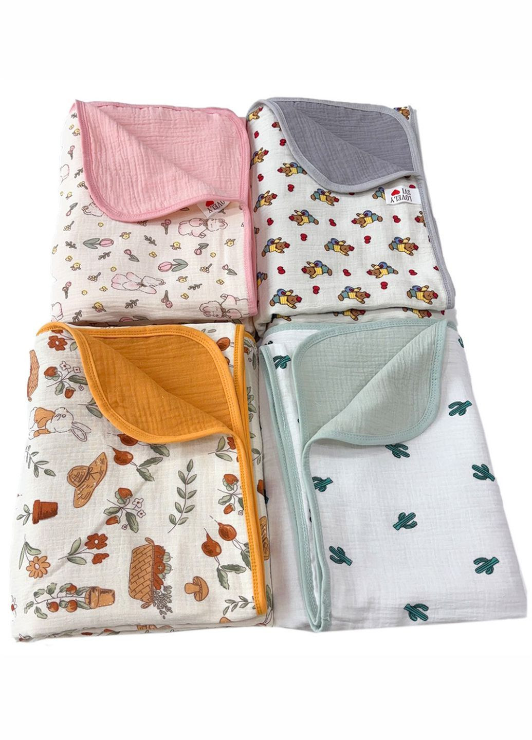 Плед Детский Хлопок Муслин 100х130 см - двухсторонний -Зеленый Lovely Svi (336493749)