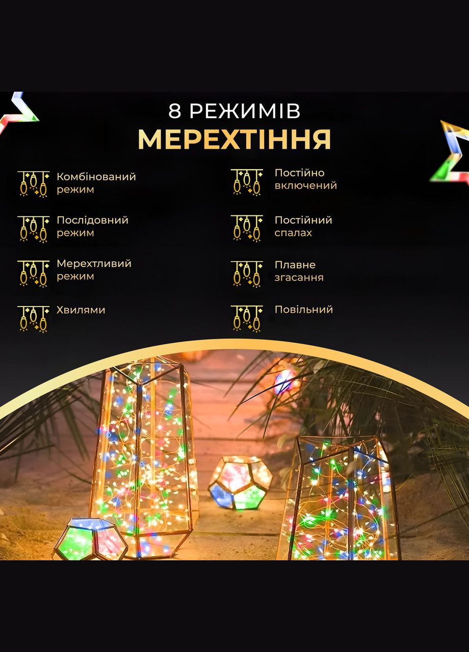 Гірлянда роса 20 метрів USB на 200 led світлодіодів крапля 20 метрів білий дріт мультиколор USB200L20MWML Garlando (306849429)