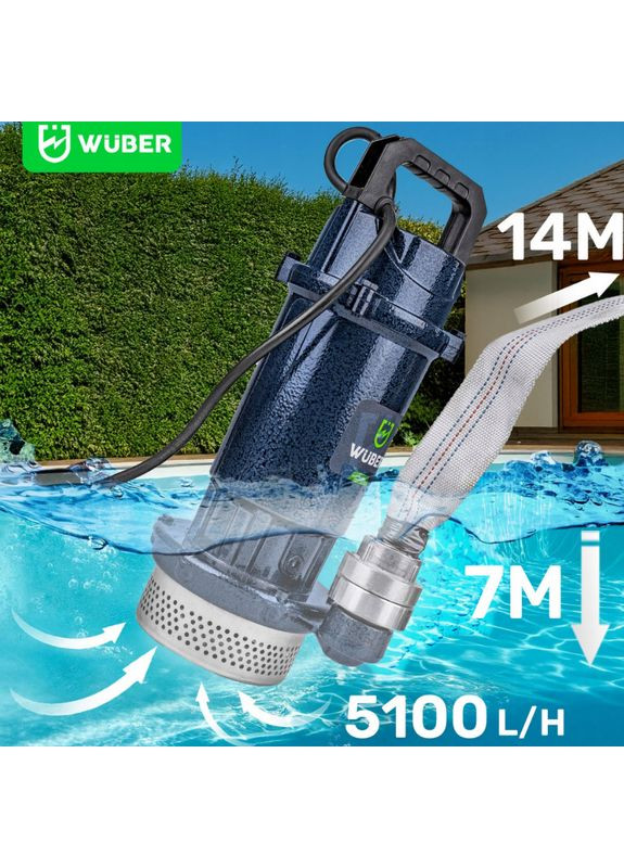 Дренажний насос для брудної та чистої води 400 Вт 5100 л/год Wuber (356109086)