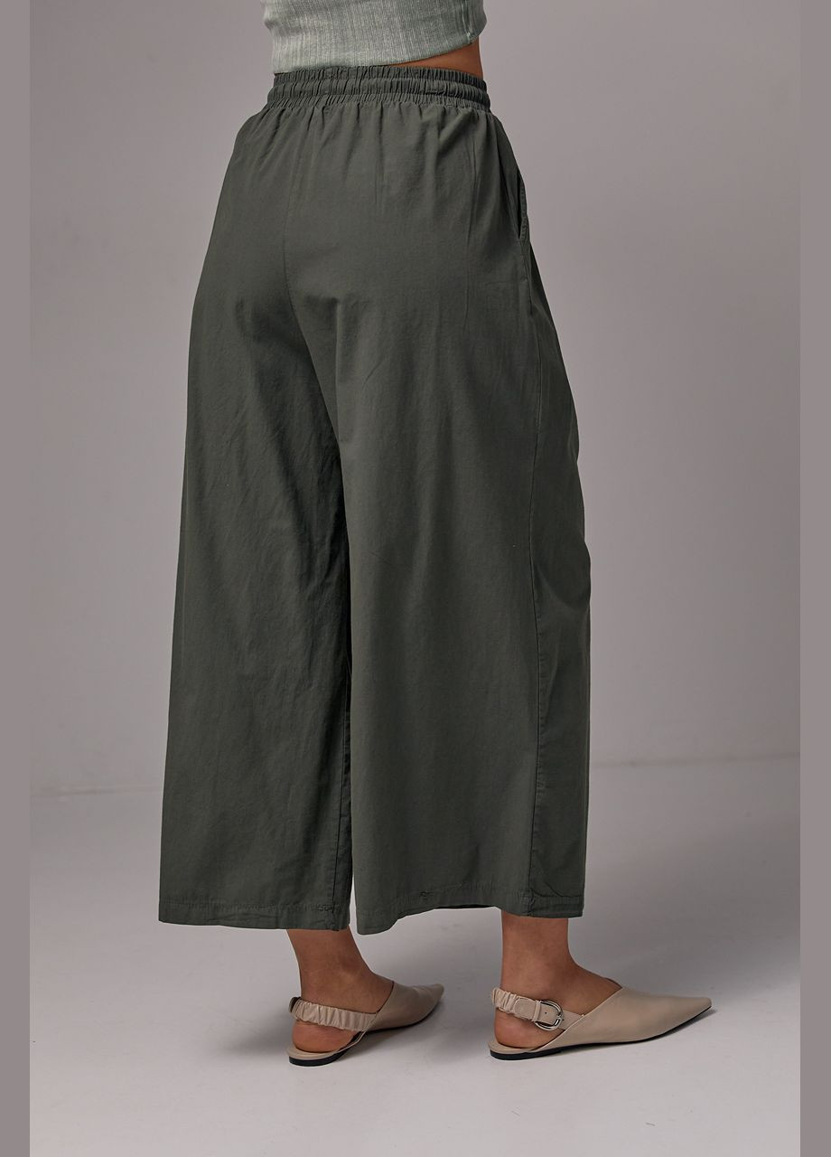 Женские брюки-кюлоты на резинке - хаки Lurex (282957627)