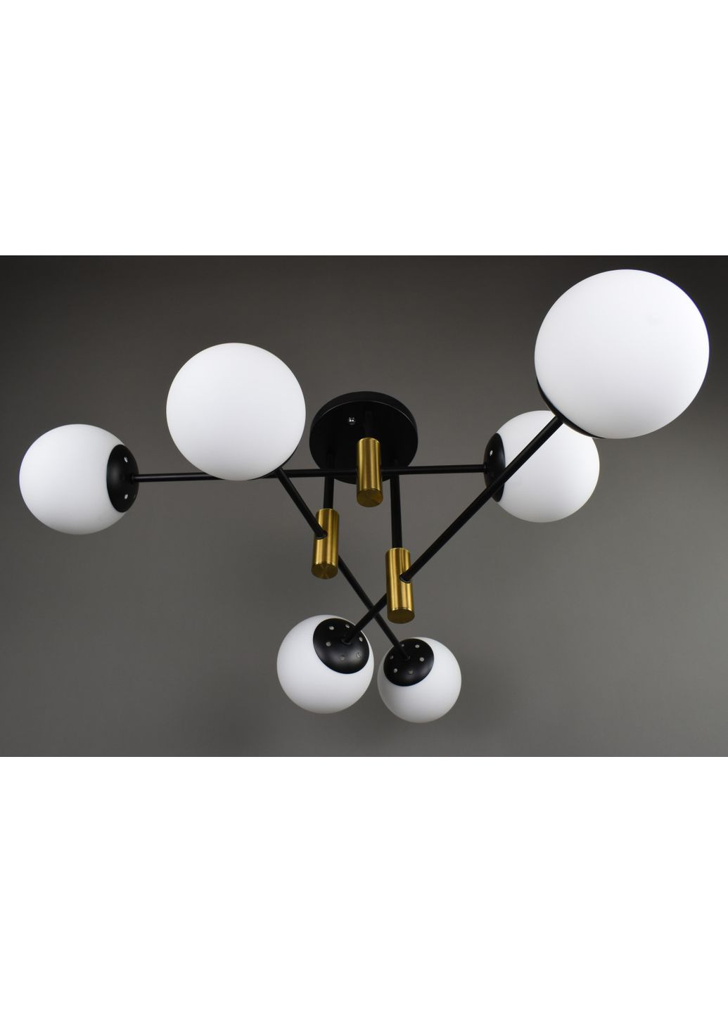 Люстра стельова на 6 лампочок 28254 Чорний, латунь 29х82х82 см. Sunnysky (365680476)