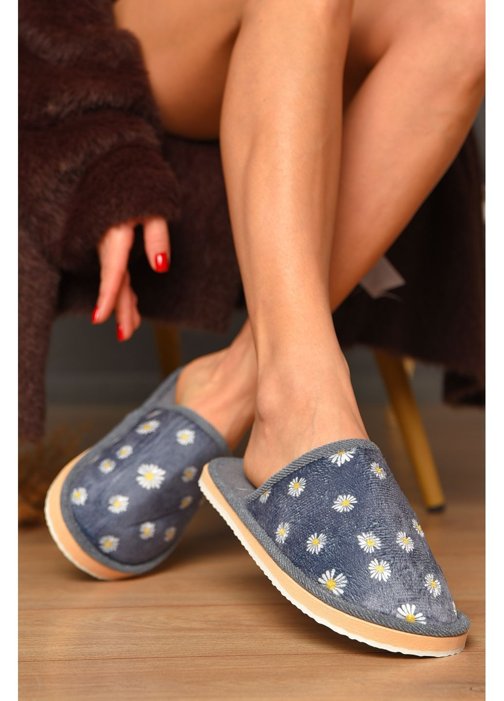 Капці домашні жіночі сірого кольору Let's Shop (368540525)