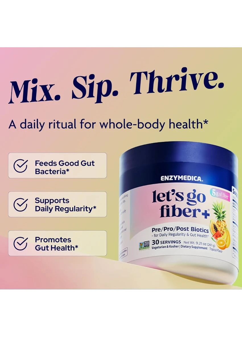 Пробіотичні волокна, смак тропічних фруктів, Probiotic Drink Lets Go Fiber,, 261 гр Enzymedica (402644197)