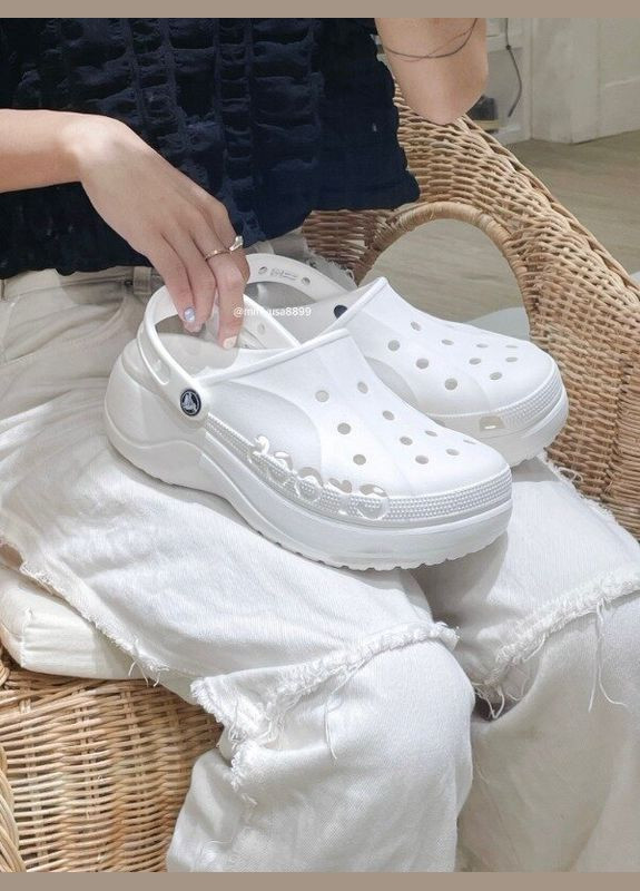 Белые clog крокс платформа бая клог Crocs