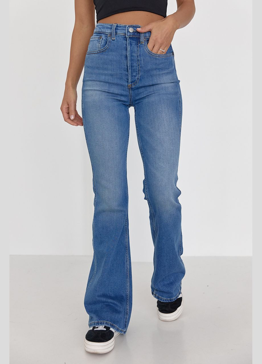 Женские джинсы клеш с круглой кокеткой сзади 0951 Lurex - (292252876)