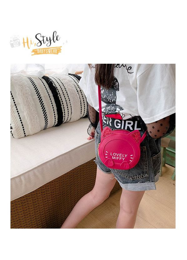 Дитяча сумка для дівчаток подарунок сумочка малинова Котик з блискітками PRC (264913964)