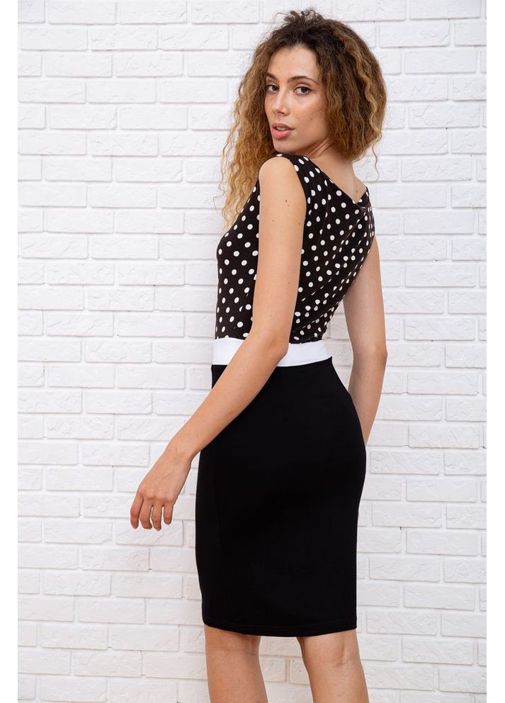 Чорна коротка пряма сукня, чорного кольору в горох, 167r099 Ager