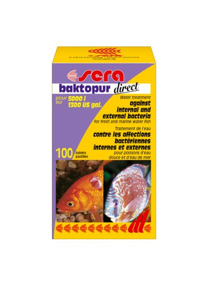 Ліки для риб проти бактеріальних інфекцій Baktopur Direct у таблетках на 5000 л – 100 шт 02595 ЦІНА ЗА 1 ШТ Sera (323224529)