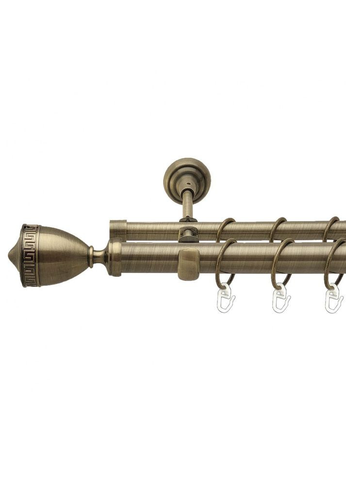 Карниз Афина металлический двухрядный открытый гладкая труба Антик 25\16 мм 200 см (4290693) ORVIT (300846507)