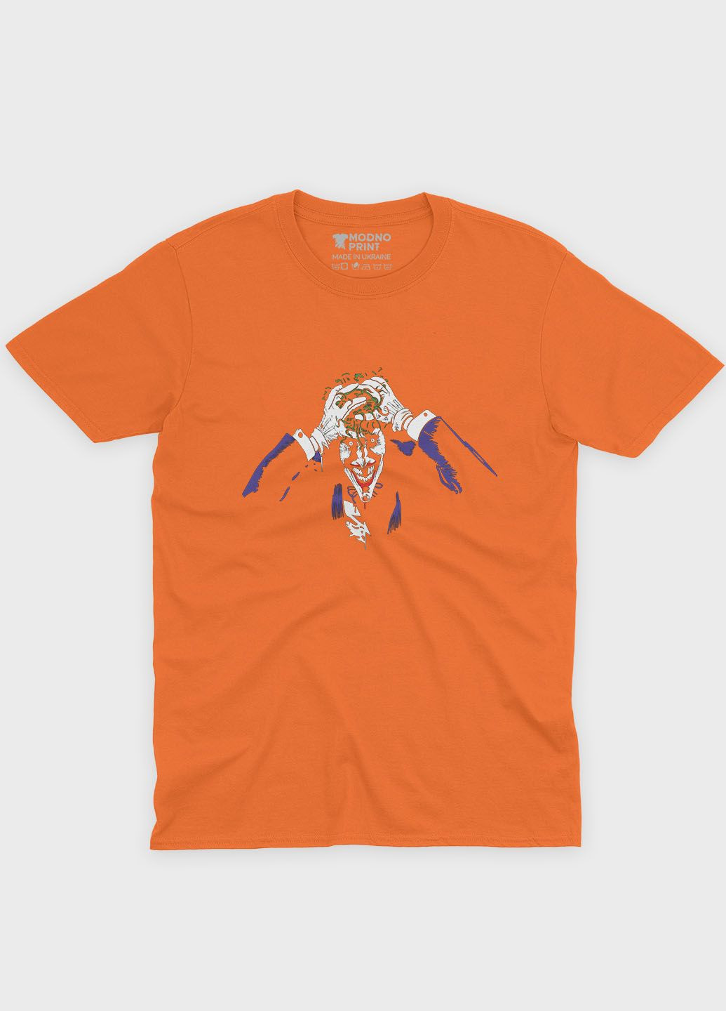Оранжевая демисезонная футболка для девочки с принтом супервора - джокер (ts001-1-ora-006-005-008-g) Modno