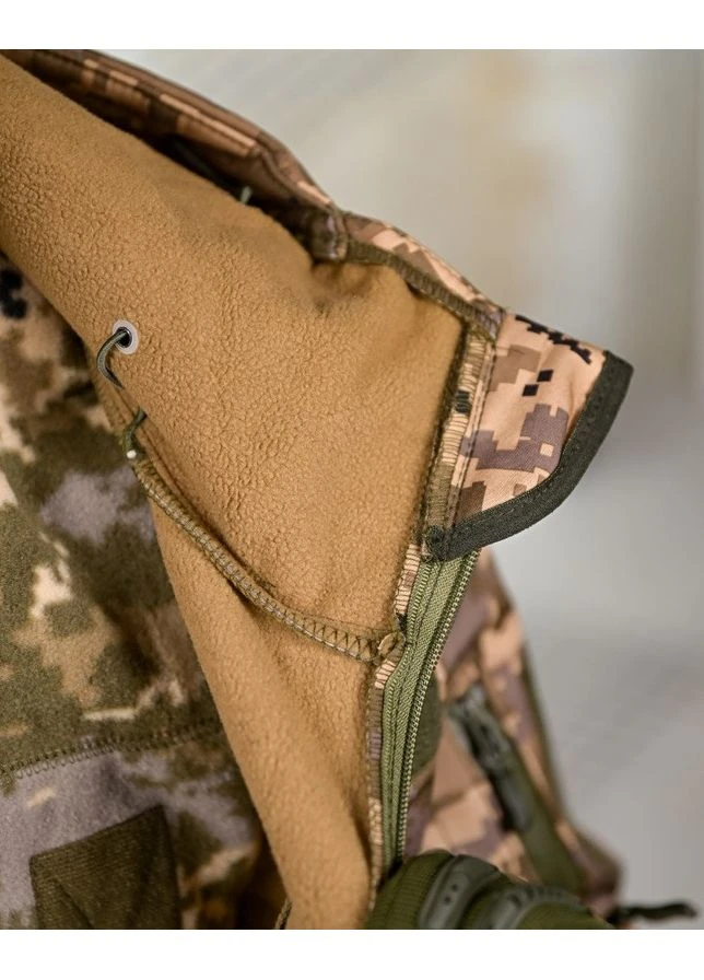 Тактичний костюм Softshell 6в1 Піксель комплект флісова куртка штани рукавички шапка No Brand (356077824)
