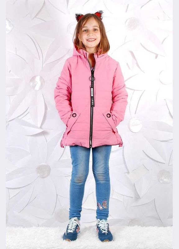 Світло-рожева демісезонна модна демісезонна куртка для дівчинки Grace