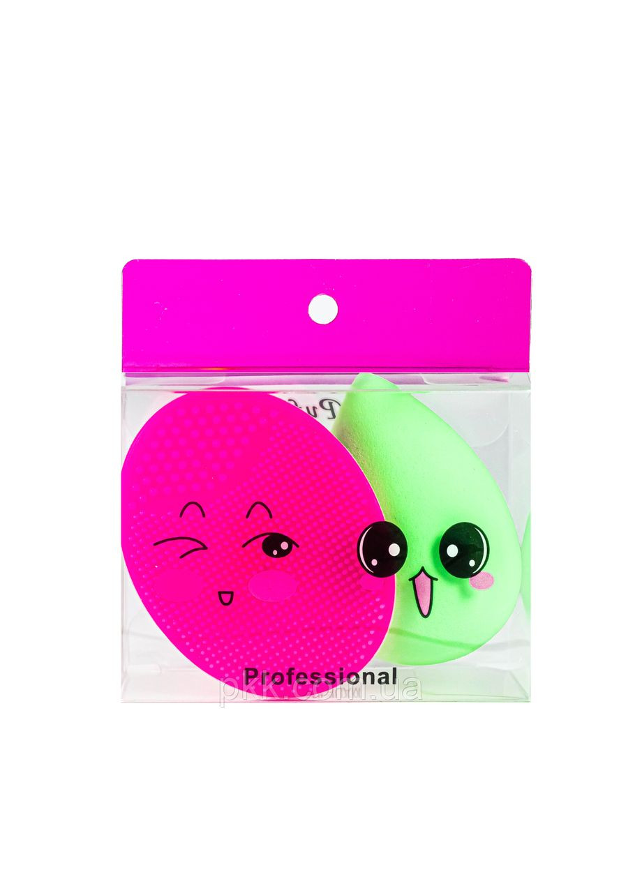 Набір для обличчя 2 в 1 Puffy спонж для макіяжу та щітка для вмивання No Brand (302722320)