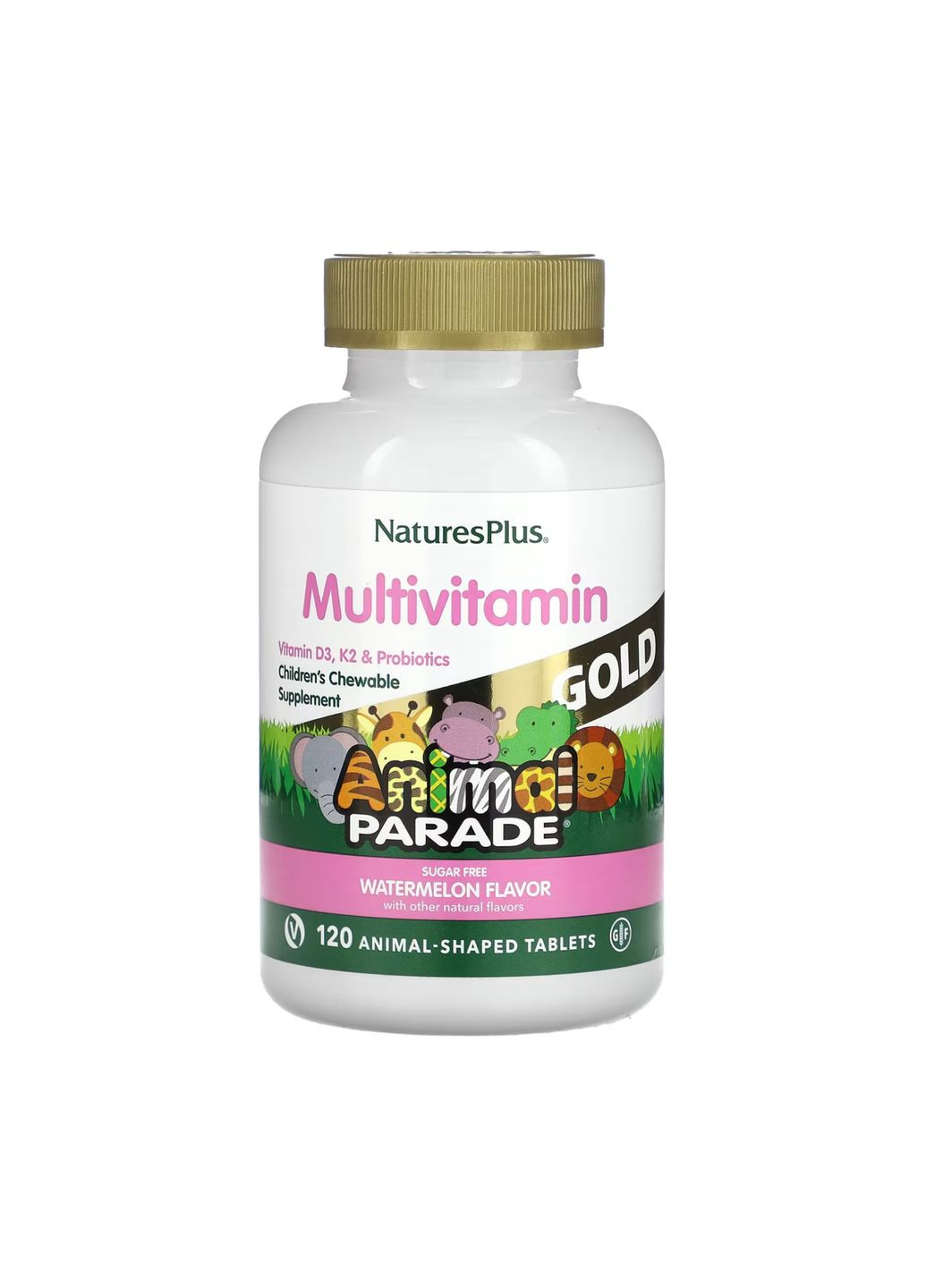 Дитячі жувальні мультивітаміни Animal Parade Gold 120 таб Кавун для здоров'я дітей підтримка імунної системи ProDobro (368989353)