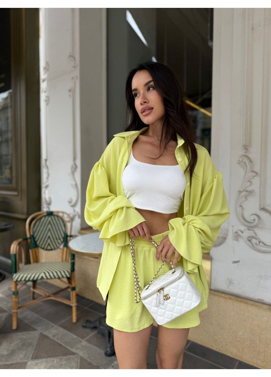 Женский костюм Рубашка Оверсайз и Шорты, Мод 855 лимонний Україна (340276693)