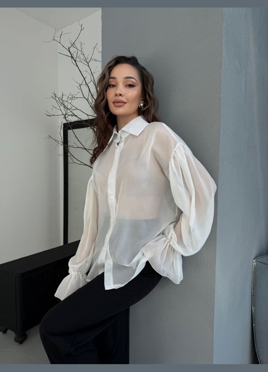 Молочная женская блузка полупрозрачная Avanti