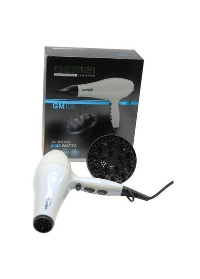 Фен для волос 2 насадки профессиональный 2400 Вт GM105 Gemei (306716694)