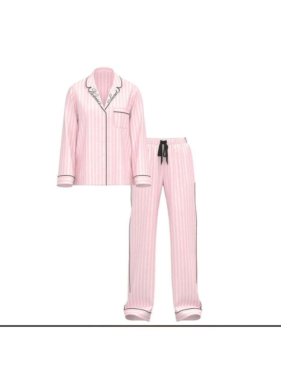 Комбінована піжама жіноча фланелева flannel long pajama set на середній зріст сорочка + брюки Victoria's Secret