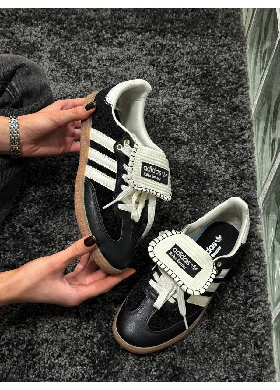 Черные всесезонные кроссовки adidas No Brand Samba Wales Bonner Black White