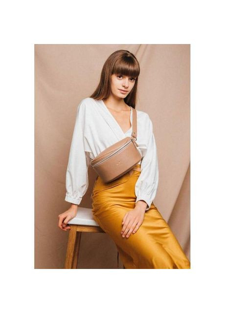 Сумка женская на пояс через плечо из натуральной кожи маленькая Карамельный 35369 The Wings (339041341)