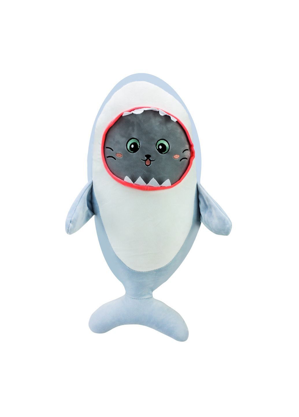 М’яка подушка-іграшка кіт в костюмі акули, 75 см - No Brand K15254 (371926878)