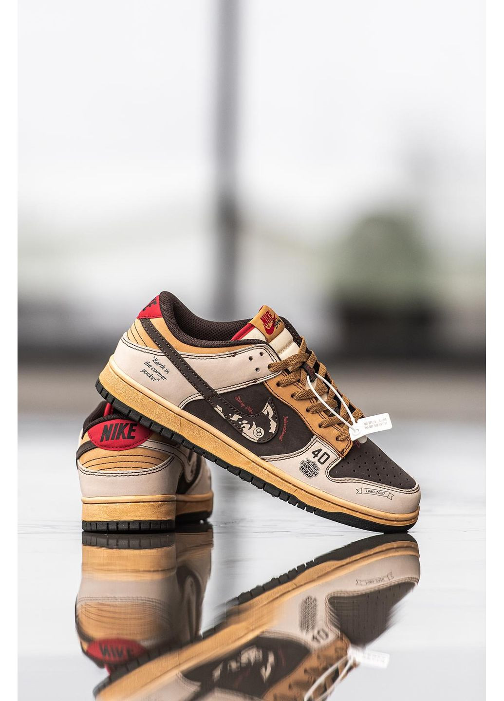 Бежевые демисезонные кроссовки мужские nike sb dunk low x stussy 40th найк сб данк No Brand