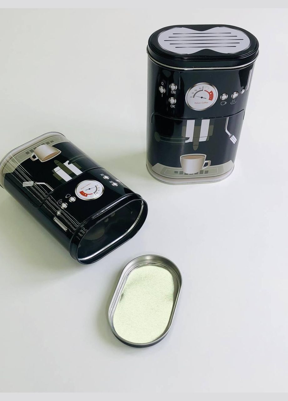 Набір 2шт банка-контейнер для сипучих (чаю, цукру, круп) Кавомашинка чорно-біла OSM (329203232)