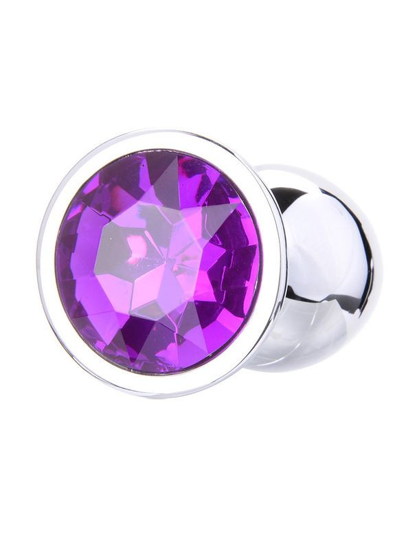 Средняя анальная пробка с фиолетовым кристаллом в чехле. 8*3.4 см Металлическая No Brand (340914229)