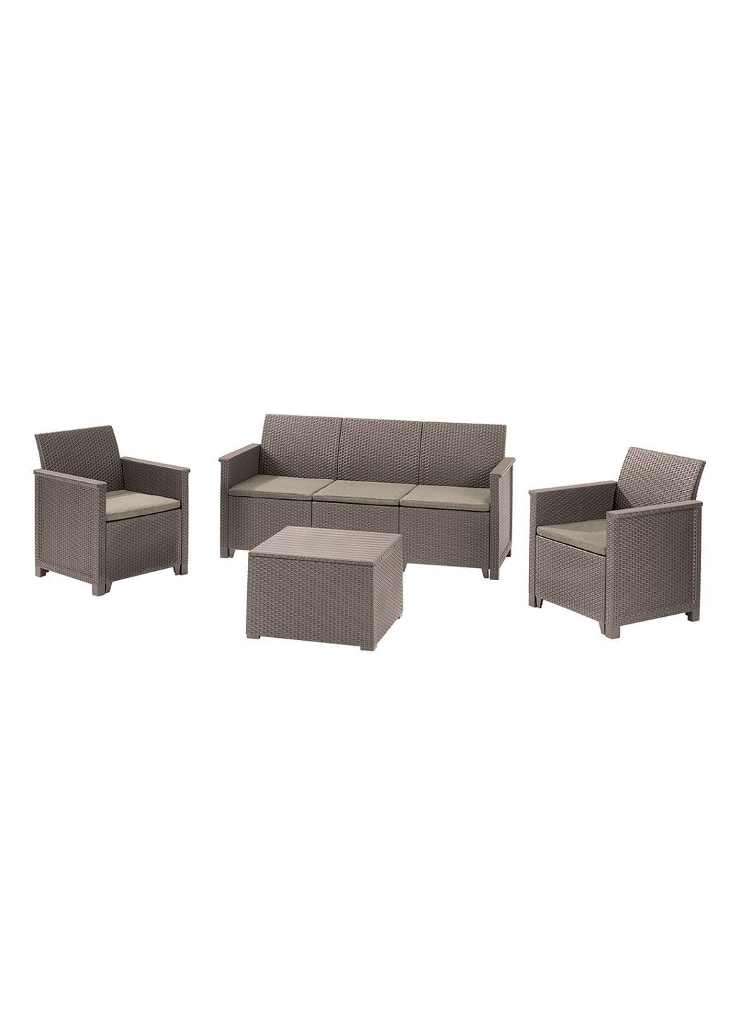 Комплект садовой мебели Emma 3 seater set, стол-сундук, бежевый Keter (329407588)