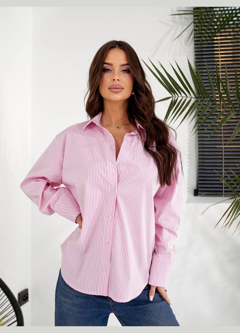 Розовая рубашка в полоску No Brand