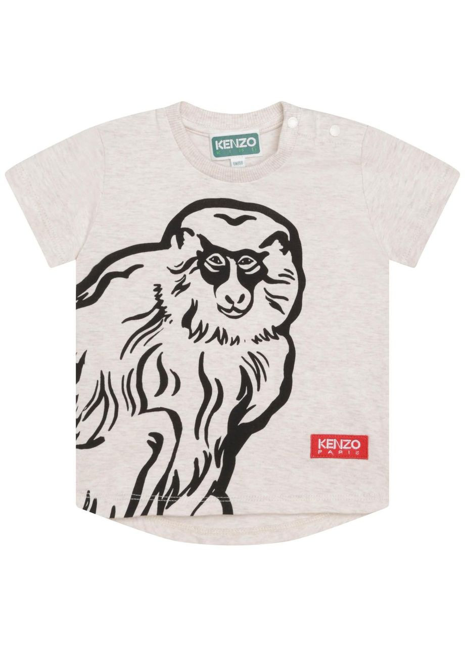 Бежевая демисезонная футболка арт. 05454, обезьяна, 98 см, 3 года Kenzo