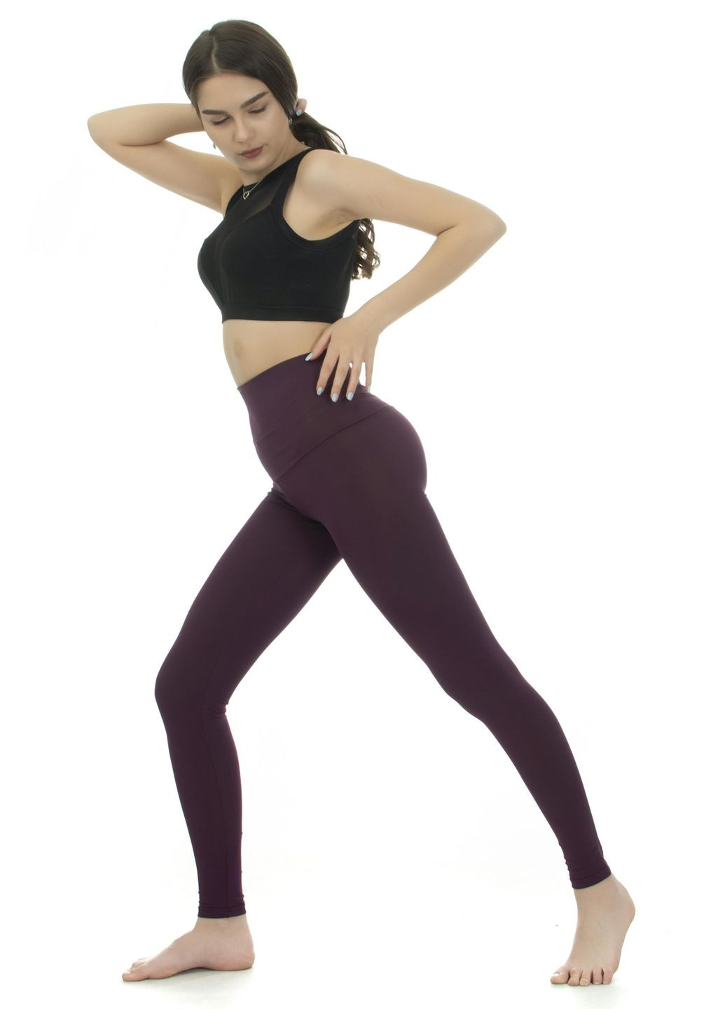 Лосины цвета марсала женские спортивные с высокой посадкой размер S Opt-kolo (286785335)