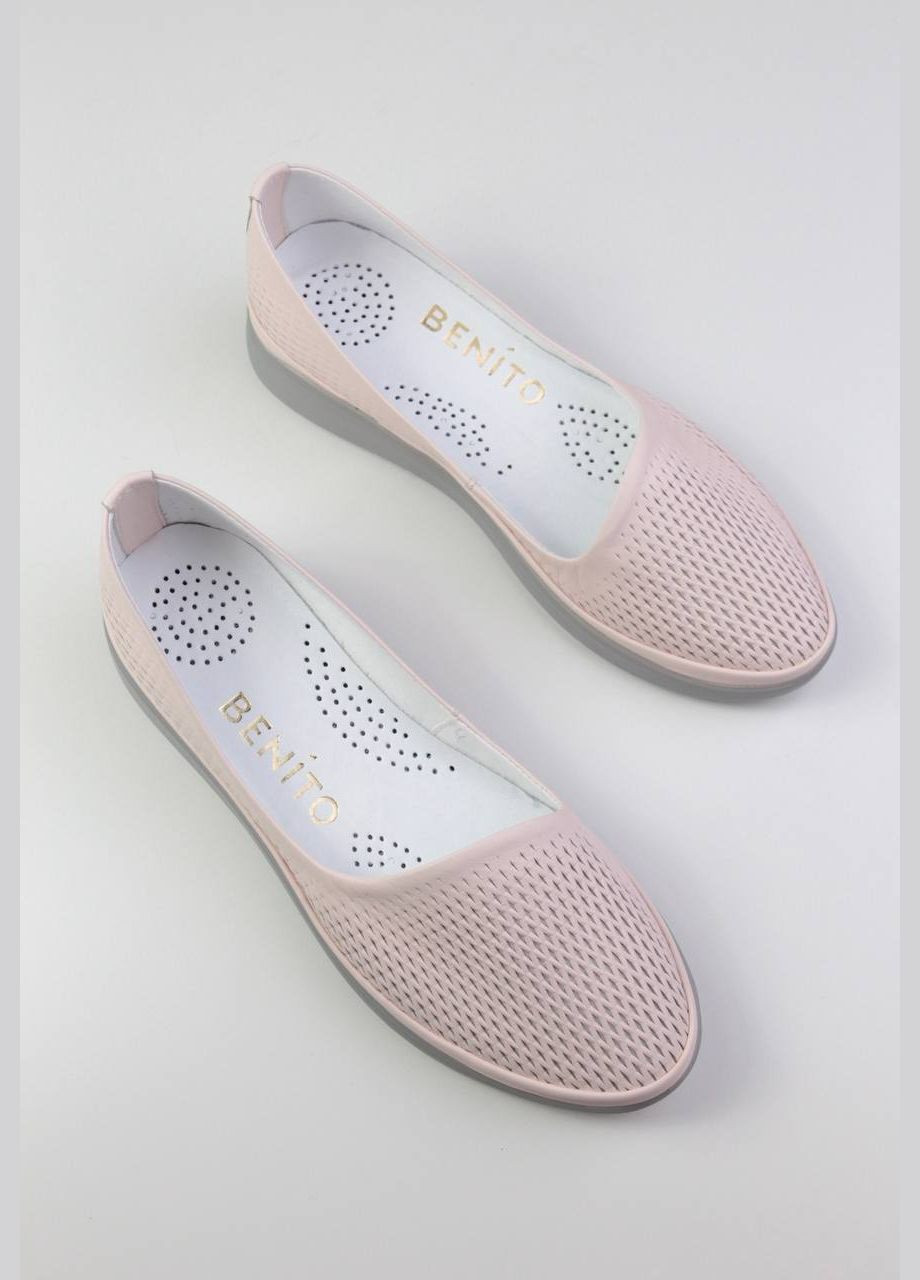Женские балетки Benito | пудровые однотонные натуральная кожа (316646143)