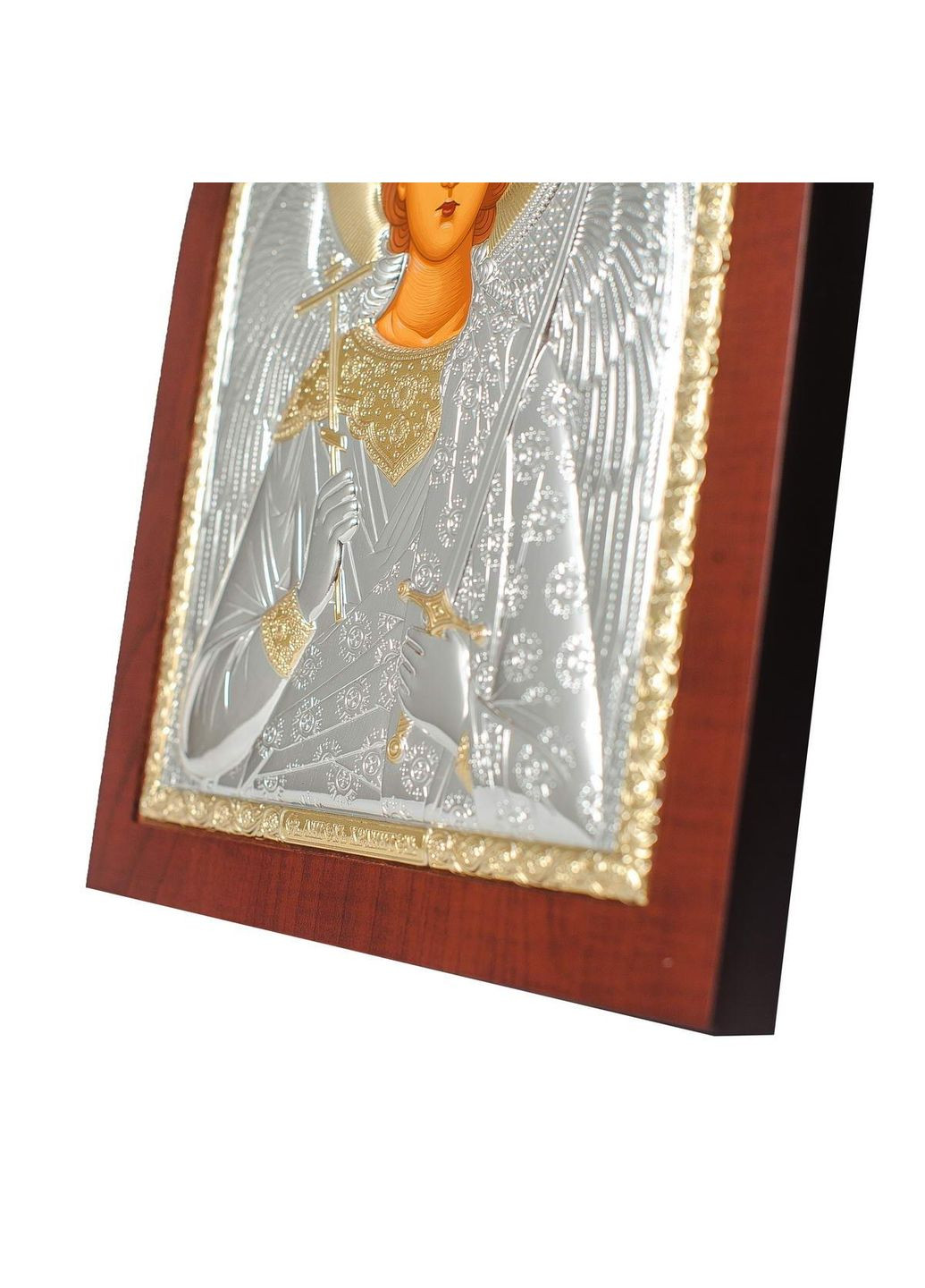 Серебряная Икона Ангел Хранитель 14,7х18см арочной формы на дереве Silver Axion (265446349)