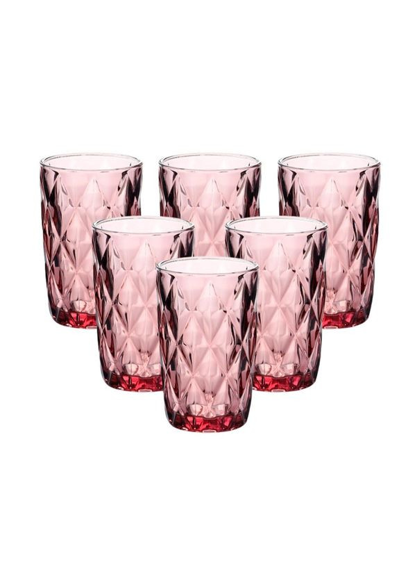 Набор высоких граненых стаканов из толстого стекла 300мл, 6 штук розовый о034 TS Kitchen (311281473)