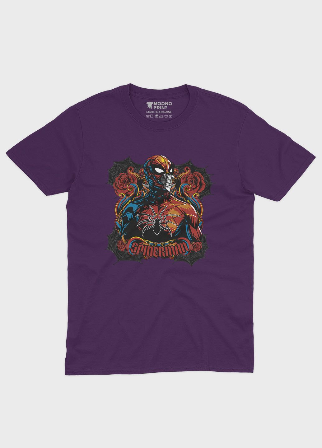 Фиолетовая демисезонная футболка для девочки с принтом супергероя - человек-паук (ts001-1-dby-006-014-040-g) Modno