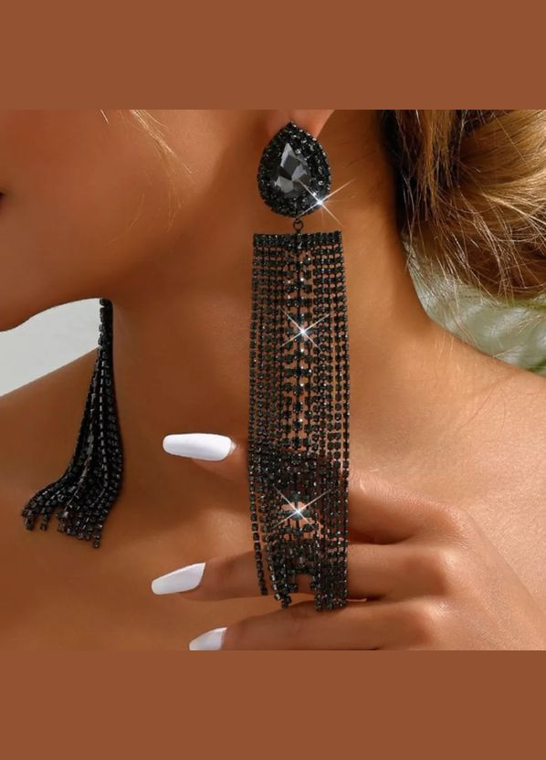 Сережки біжутерія довгі в стразах No Brand (333035122)