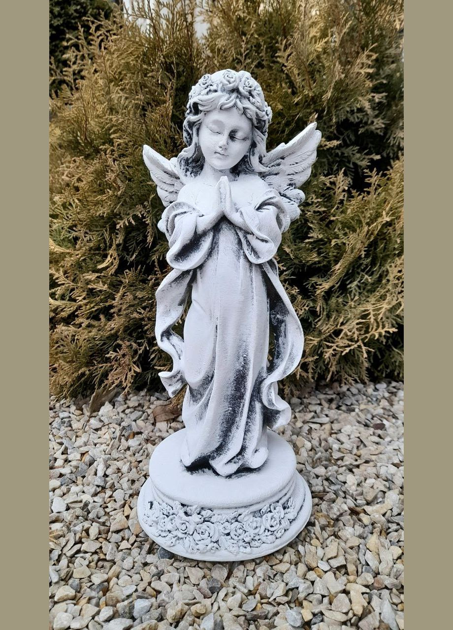 Ангел на подставке у веночка молится 32*15*12 см (СП5283 серый) Гранд Презент (282841249)