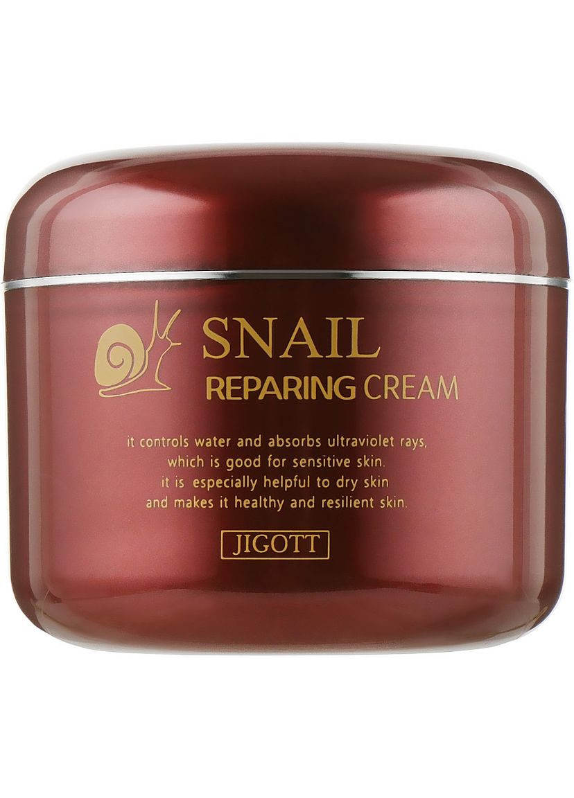 Відновлюючий крем для обличчя з муцином равлика Snail Repairing Cream 100 мл (8809210036517) Jigott (360715496)