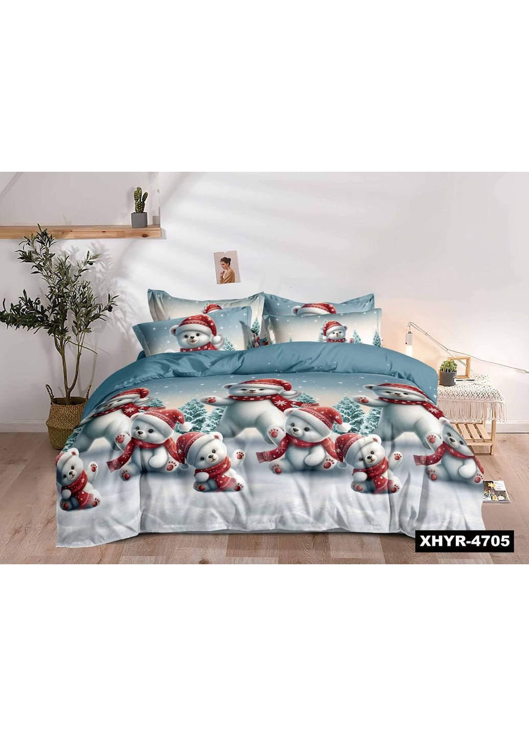 Байковое (фланелевое) постельное белье евро "Мишки" No Brand (361665128)