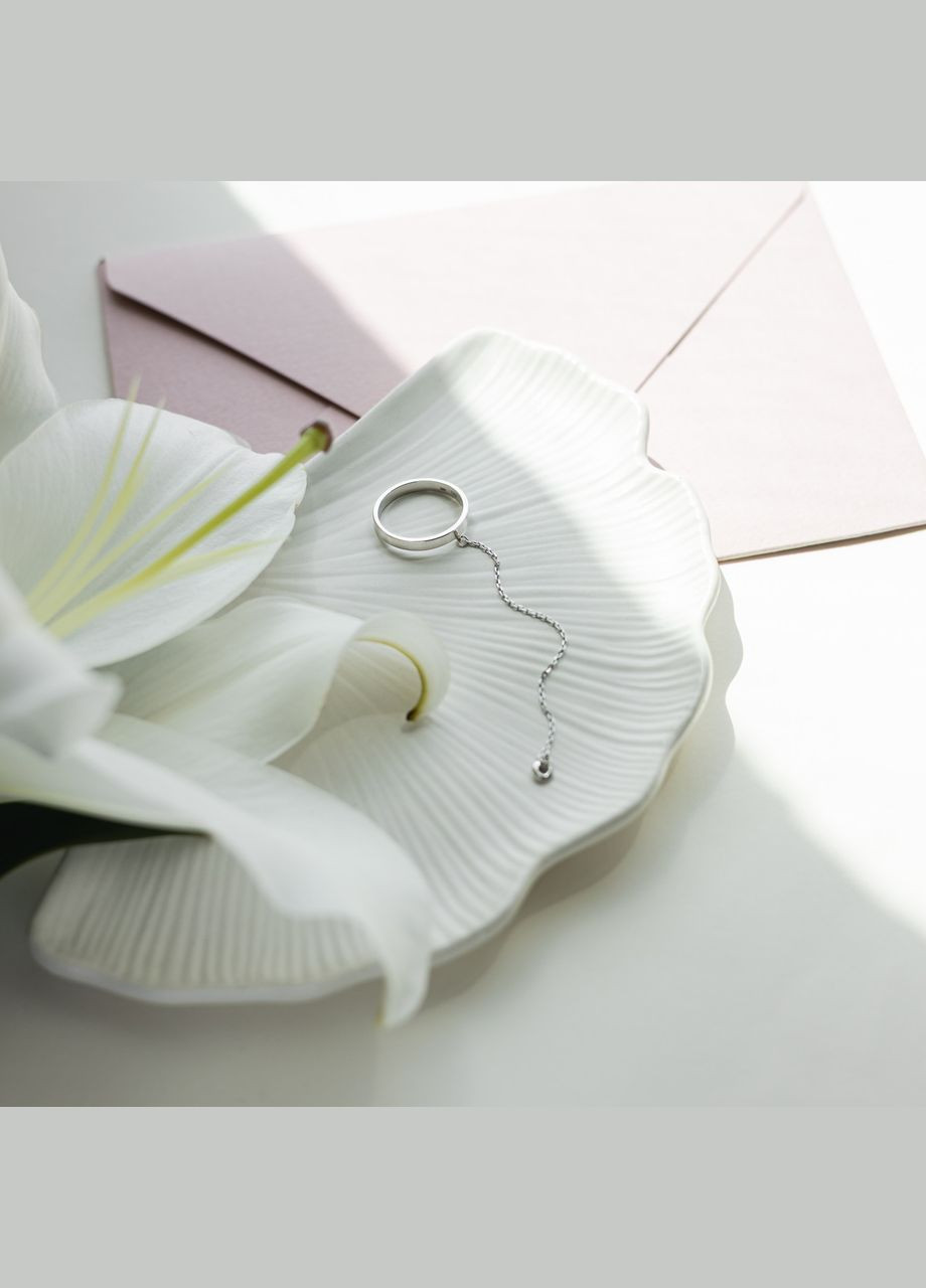 Срібна каблучка на фалангу Подвійна з регульованим ланцюжком Каштан (342334754)