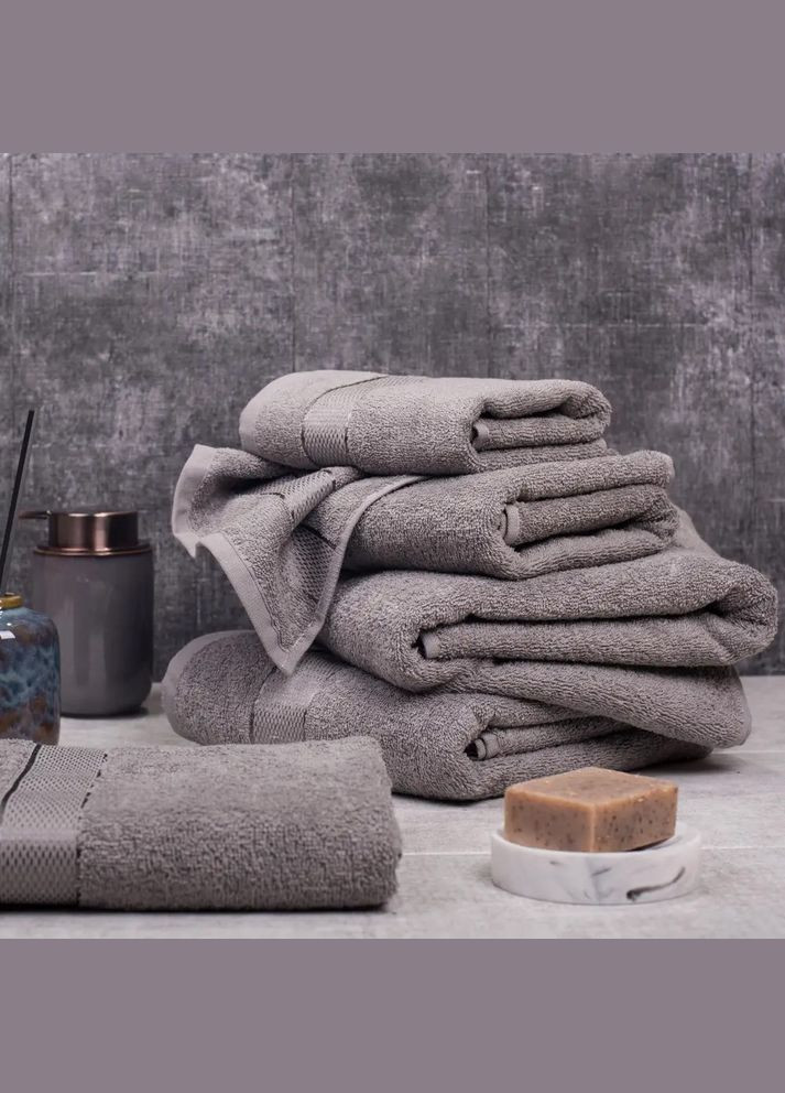 Aisha Home Textile рушник махровий aisha — сірий 70*140 (400 г/м²) сірий виробництво -