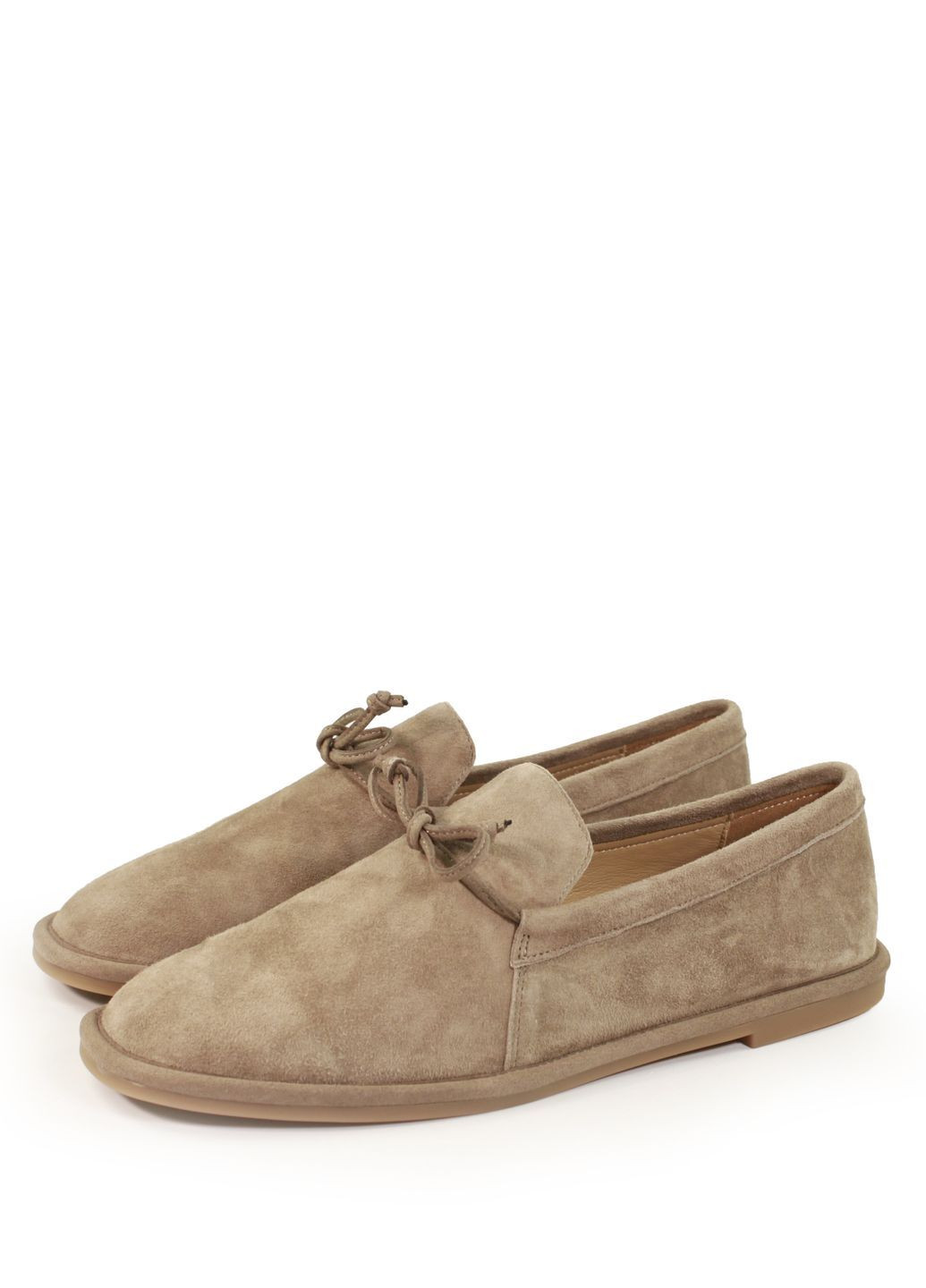 Бежевые женские замшевые мокасины It-Girl завязки