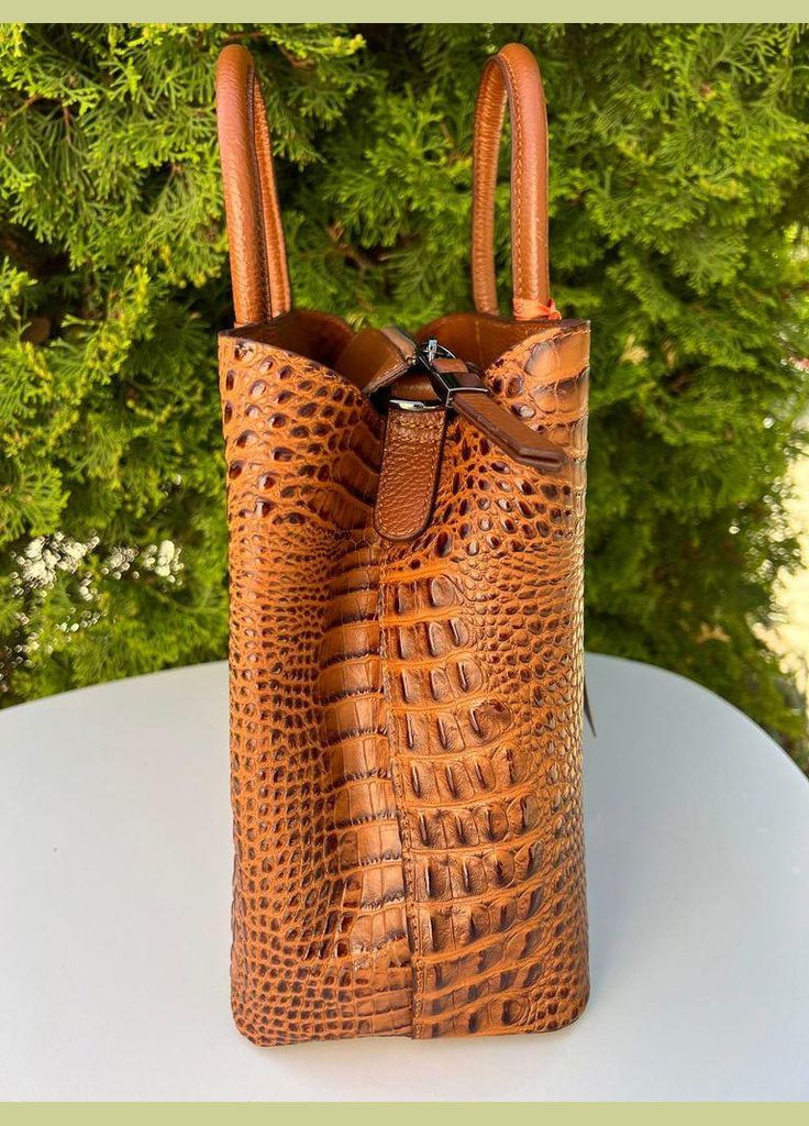 Сумка два в одному коричнева рептилія натуральна шкіра в комплекті крос боді Туреччина 6050-5 Desisan (341322616)