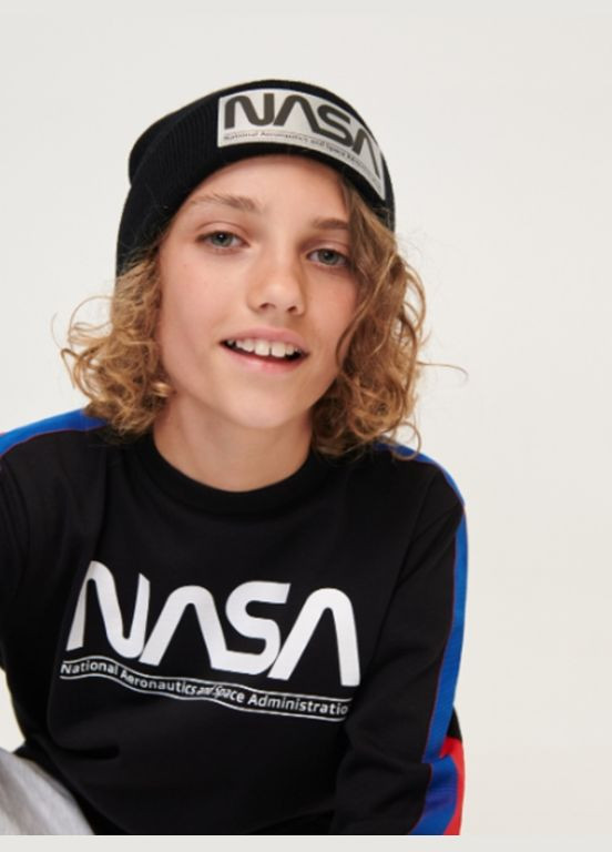 Шапка для хлопчика NASA М (3-5 років) 52см Чорна Sinsay (313400861)