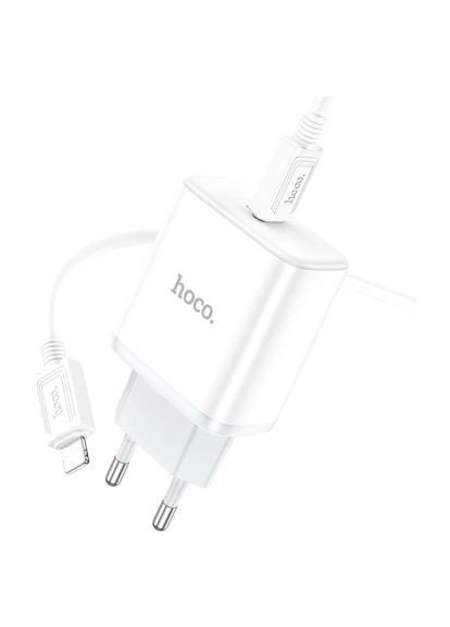 Зарядний пристрій (6931474782908) Hoco C104A USB-C PD20W + cable USB-C to Lightning white (369882032)